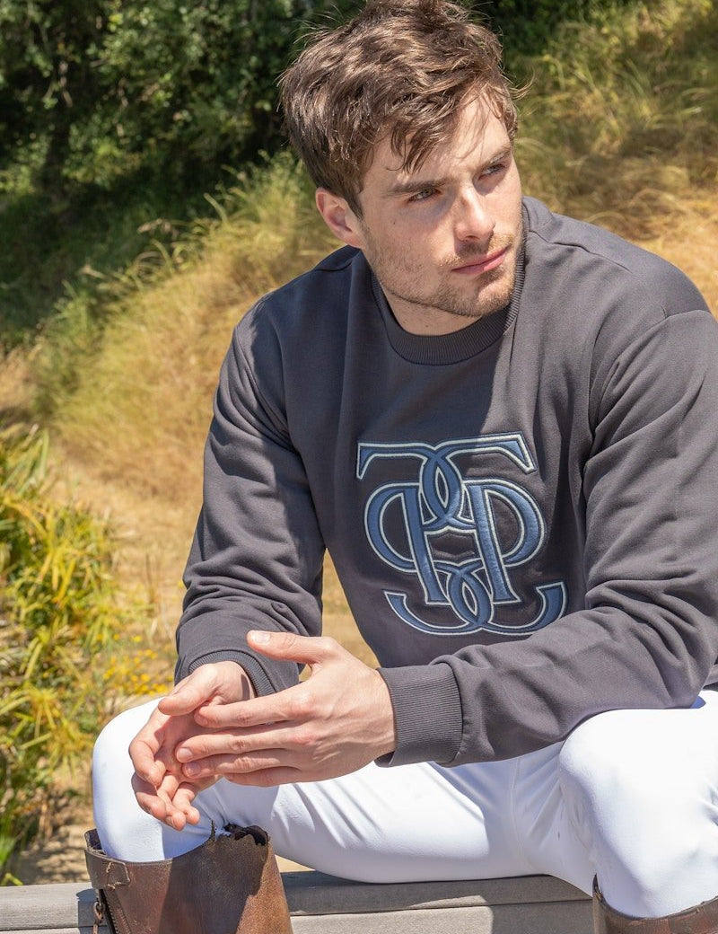 PS of Sweden Men's Carl Monogram Sweatshirt - Dark Grey - PS of Sweden - Equiluxe Tack