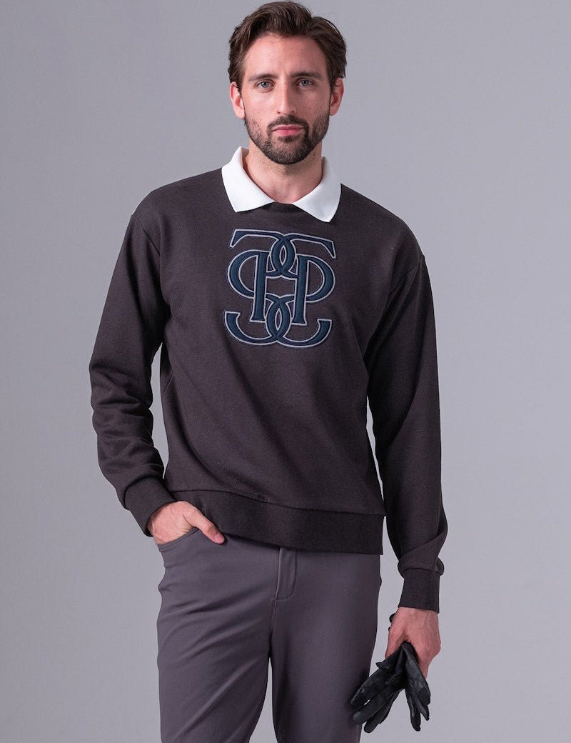 PS of Sweden Men's Carl Monogram Sweatshirt - Dark Grey - PS of Sweden - Equiluxe Tack