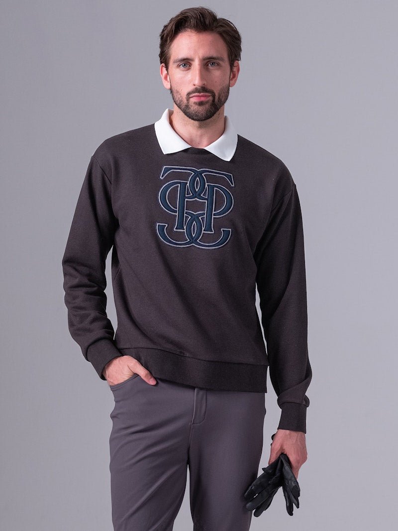 PS of Sweden Men's Carl Monogram Sweatshirt - Dark Grey - PS of Sweden - Equiluxe Tack