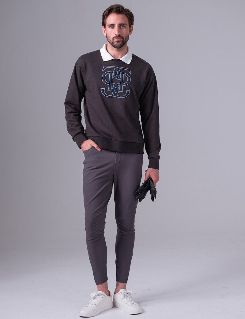 PS of Sweden Men's Carl Monogram Sweatshirt - Dark Grey - PS of Sweden - Equiluxe Tack