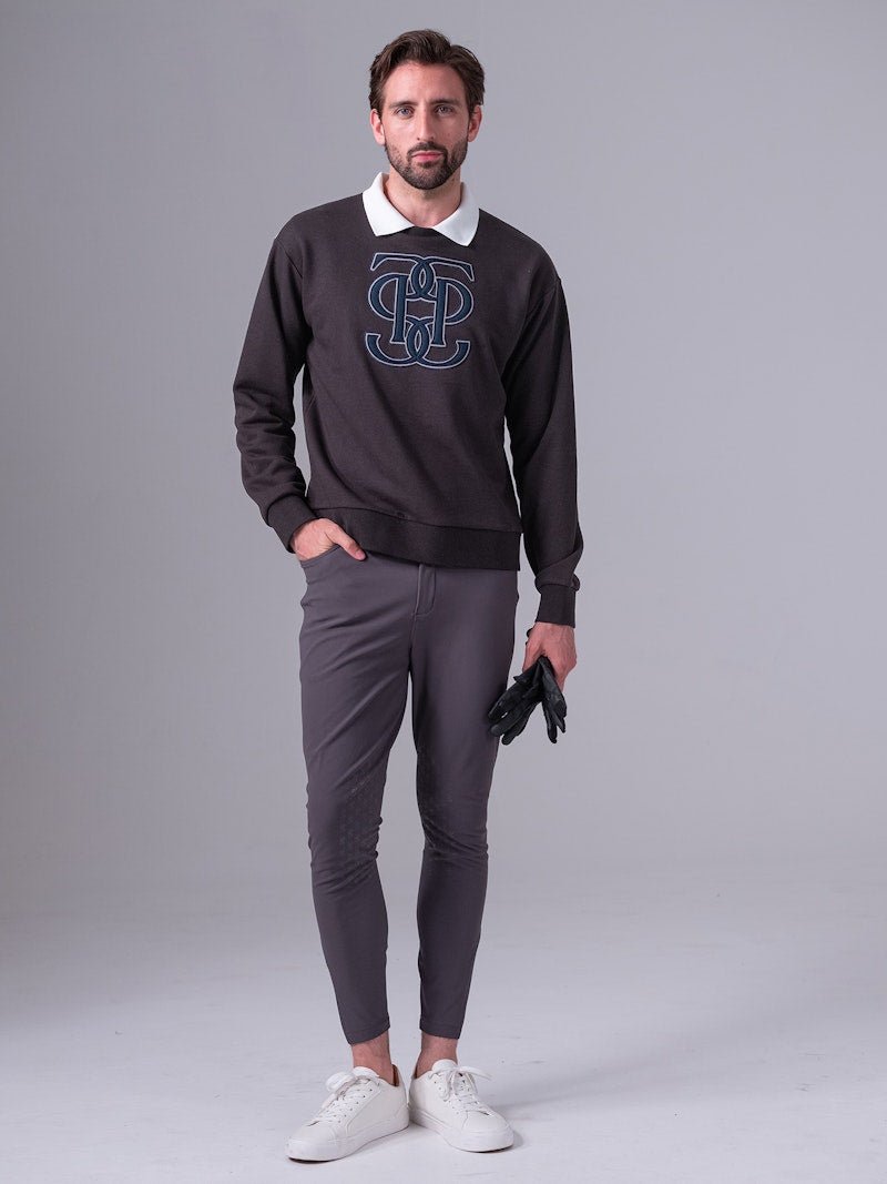 PS of Sweden Men's Carl Monogram Sweatshirt - Dark Grey - PS of Sweden - Equiluxe Tack
