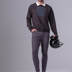 PS of Sweden Men's Carl Monogram Sweatshirt - Dark Grey - PS of Sweden - Equiluxe Tack