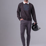 PS of Sweden Men's Carl Monogram Sweatshirt - Dark Grey - PS of Sweden - Equiluxe Tack