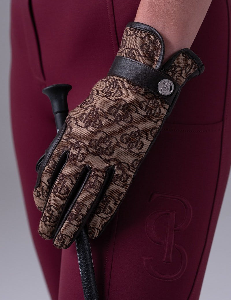 PS of Sweden Monogram Riding Gloves - Brown - PS of Sweden - Equiluxe Tack