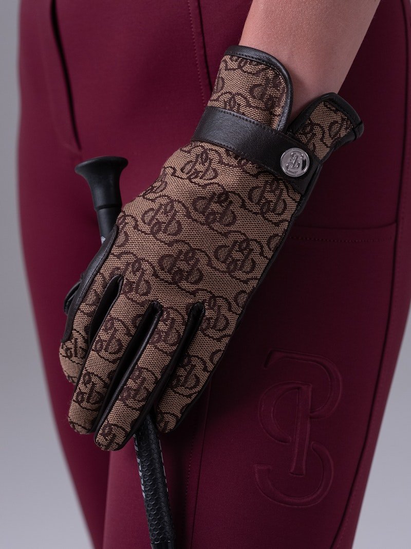 PS of Sweden Monogram Riding Gloves - Brown - PS of Sweden - Equiluxe Tack