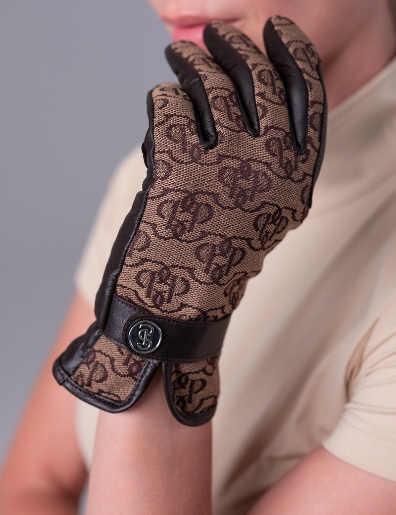 PS of Sweden Monogram Riding Gloves - Brown - PS of Sweden - Equiluxe Tack