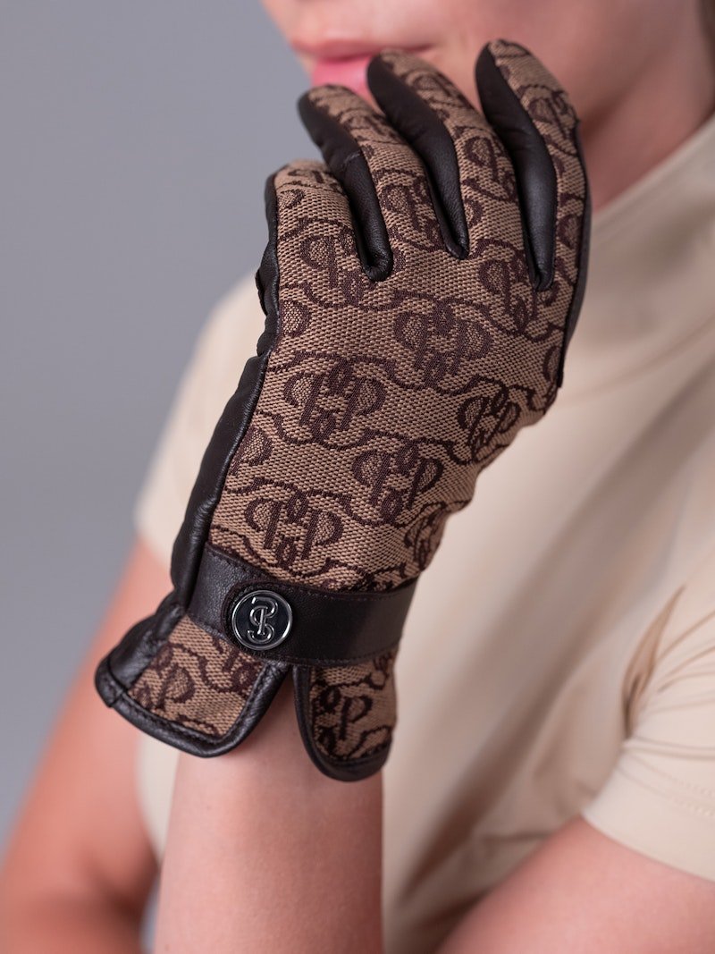 PS of Sweden Monogram Riding Gloves - Brown - PS of Sweden - Equiluxe Tack