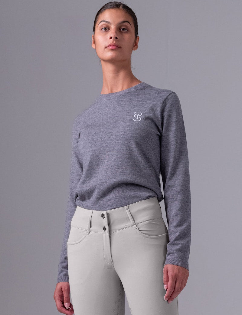 PS of Sweden PS Logo Knit Sweater - Mid Grey Melange - PS of Sweden - Equiluxe Tack