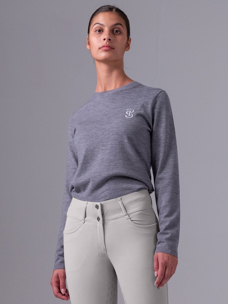 PS of Sweden PS Logo Knit Sweater - Mid Grey Melange - PS of Sweden - Equiluxe Tack