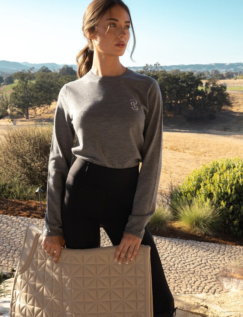 PS of Sweden PS Logo Knit Sweater - Mid Grey Melange - PS of Sweden - Equiluxe Tack