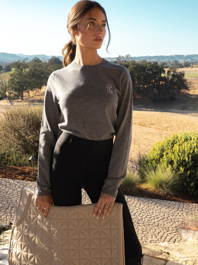 PS of Sweden PS Logo Knit Sweater - Mid Grey Melange - PS of Sweden - Equiluxe Tack