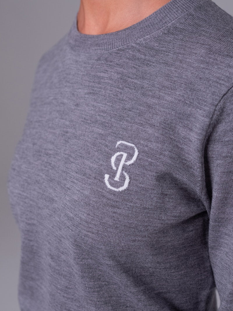PS of Sweden PS Logo Knit Sweater - Mid Grey Melange - PS of Sweden - Equiluxe Tack