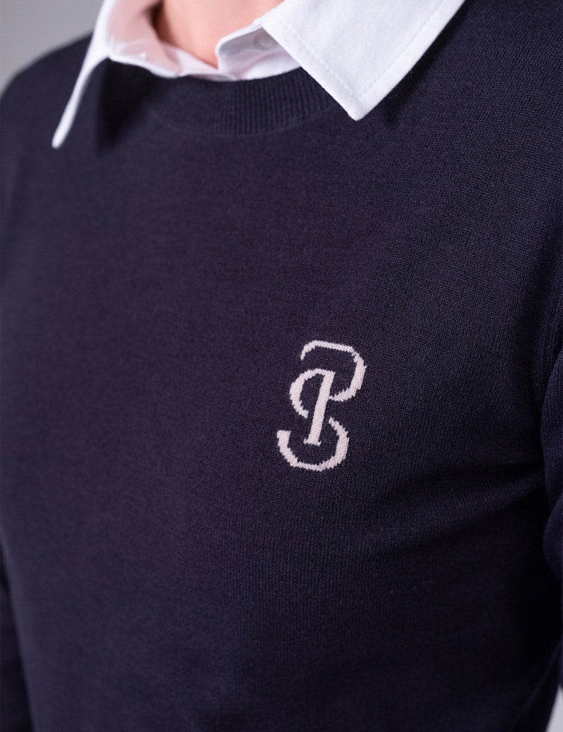 PS of Sweden PS Logo Knit Sweater - Navy - PS of Sweden - Equiluxe Tack