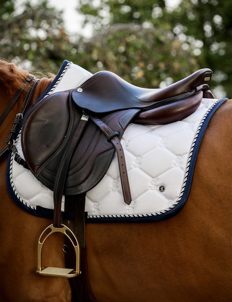 PS of Sweden Saddle Pad Jump Signature - White/Navy - PS of Sweden - Equiluxe Tack