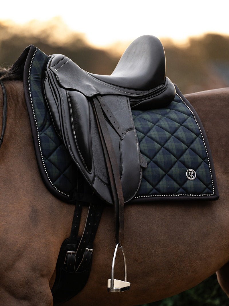 PS of Sweden Saddle Pad Tartan Checked Dressage - Midnight green - PS of Sweden - Equiluxe Tack