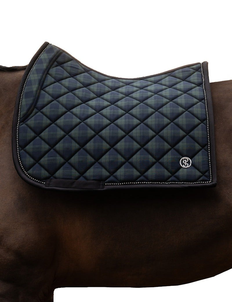 PS of Sweden Saddle Pad Tartan Checked Dressage - Midnight green - PS of Sweden - Equiluxe Tack