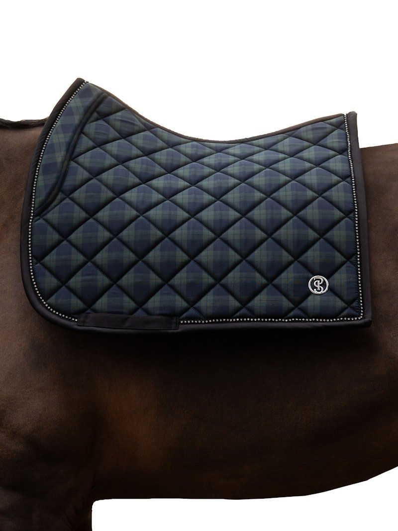 PS of Sweden Saddle Pad Tartan Checked Dressage - Midnight green - PS of Sweden - Equiluxe Tack