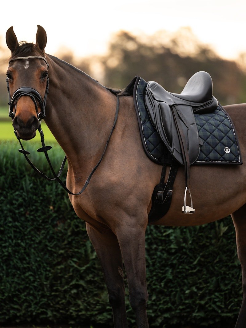 PS of Sweden Saddle Pad Tartan Checked Dressage - Midnight green - PS of Sweden - Equiluxe Tack