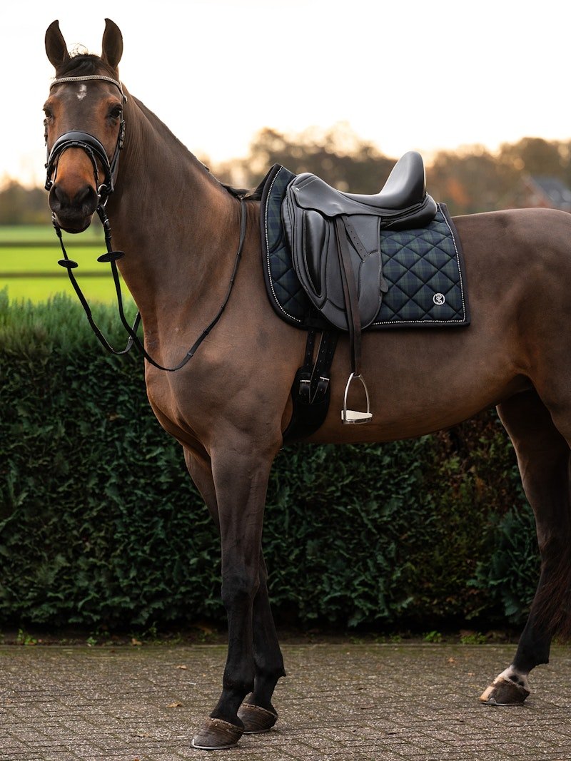 PS of Sweden Saddle Pad Tartan Checked Dressage - Midnight green - PS of Sweden - Equiluxe Tack