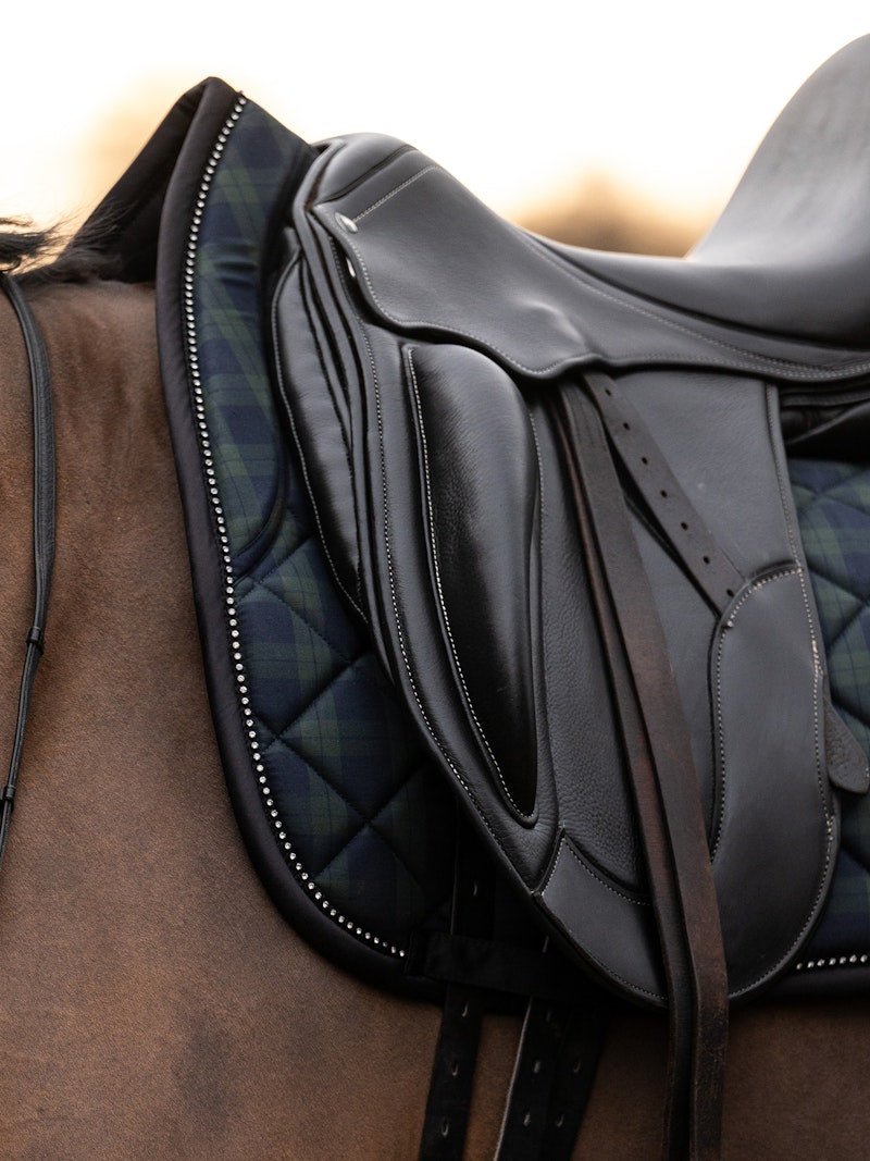 PS of Sweden Saddle Pad Tartan Checked Dressage - Midnight green - PS of Sweden - Equiluxe Tack