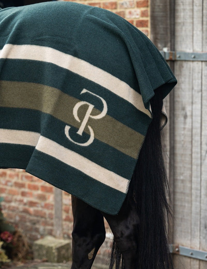 PS of Sweden Striped Wool Blanket - Midnight Green - PS of Sweden - Equiluxe Tack