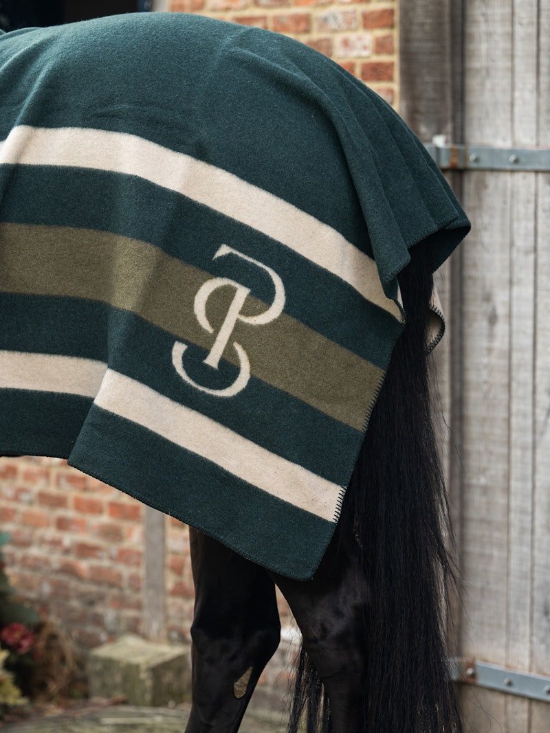 PS of Sweden Striped Wool Blanket - Midnight Green - PS of Sweden - Equiluxe Tack