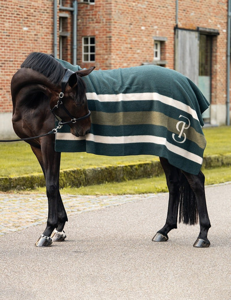 PS of Sweden Striped Wool Blanket - Midnight Green - PS of Sweden - Equiluxe Tack