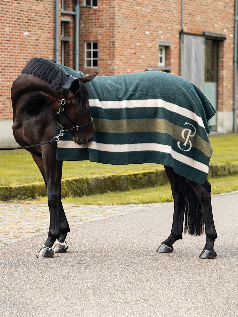 PS of Sweden Striped Wool Blanket - Midnight Green - PS of Sweden - Equiluxe Tack