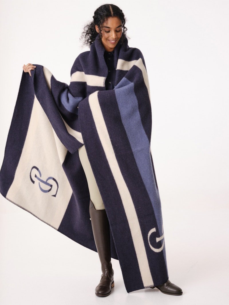 PS of Sweden Striped Wool Blanket - Navy - PS of Sweden - Equiluxe Tack