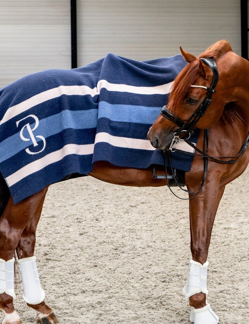 PS of Sweden Striped Wool Blanket - Navy - PS of Sweden - Equiluxe Tack
