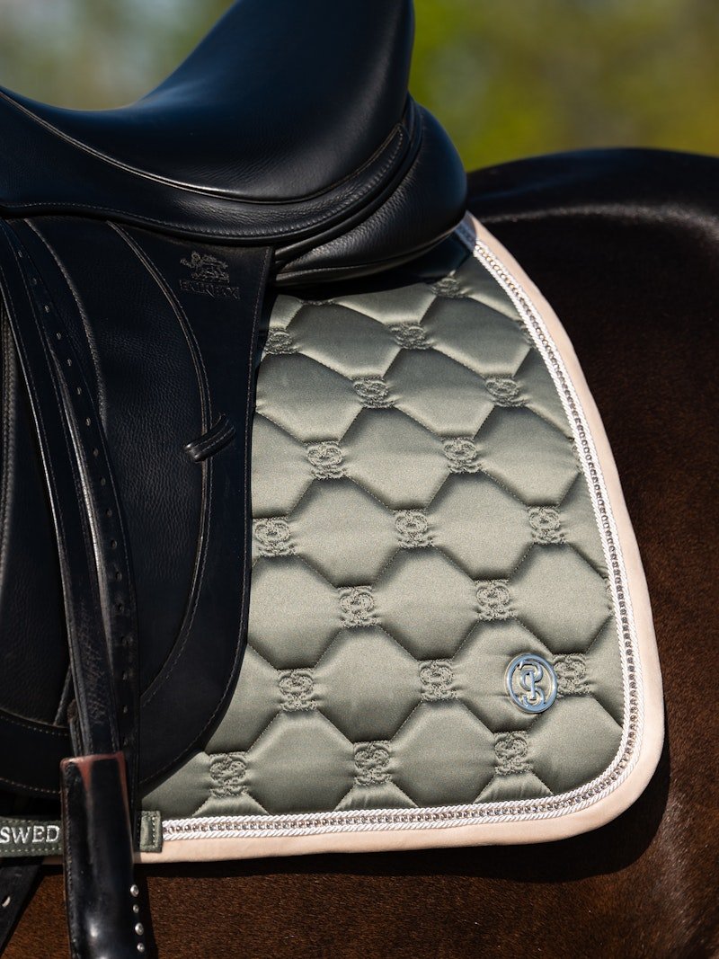 PS of Sweden Vintage Monogram Dressage Saddle Pad - Mist Green - PS of Sweden - Equiluxe Tack