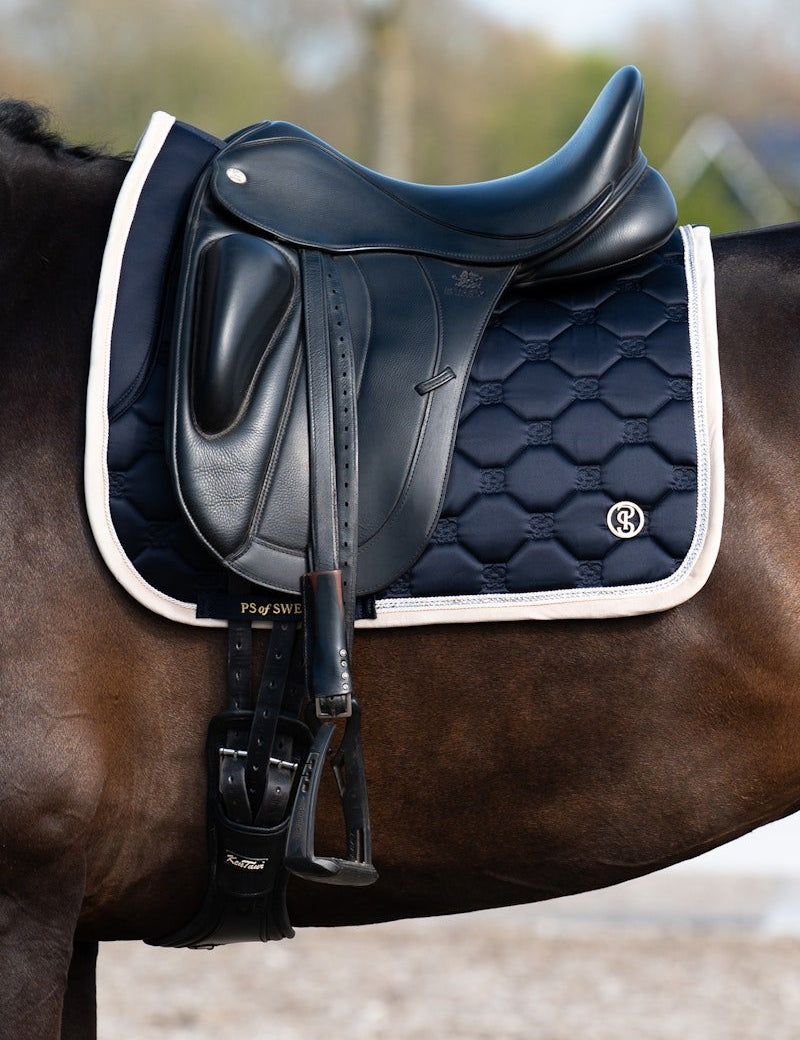PS of Sweden Vintage Monogram Dressage Saddle Pad - Navy - PS of Sweden - Equiluxe Tack