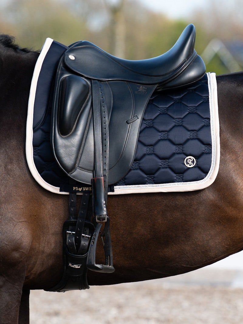 PS of Sweden Vintage Monogram Dressage Saddle Pad - Navy - PS of Sweden - Equiluxe Tack