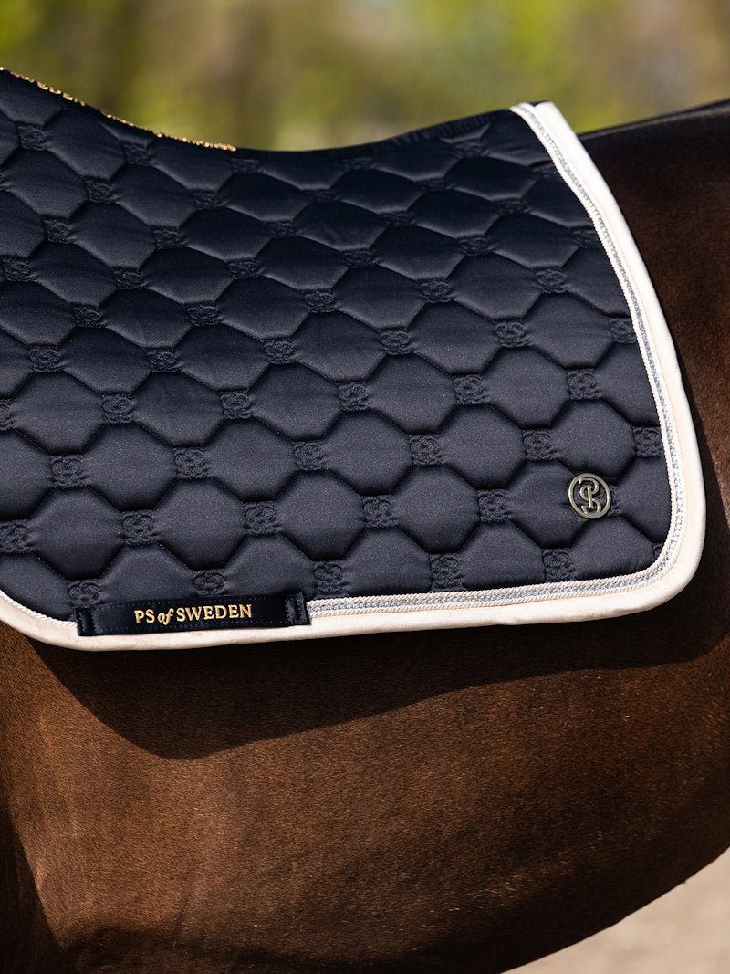 PS of Sweden Vintage Monogram Dressage Saddle Pad - Navy - PS of Sweden - Equiluxe Tack