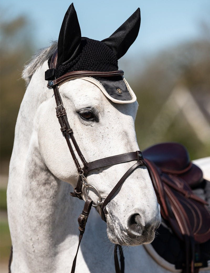 PS of Sweden Vintage Monogram Ear Bonnet - Black - PS of Sweden - Equiluxe Tack