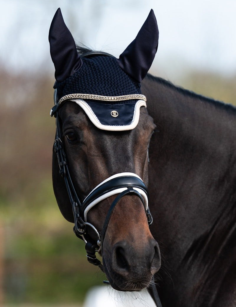 PS of Sweden Vintage Monogram Ear Bonnet - Navy - PS of Sweden - Equiluxe Tack