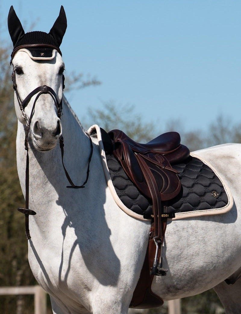 PS of Sweden Vintage Monogram Jump Saddle Pad - Black - PS of Sweden - Equiluxe Tack