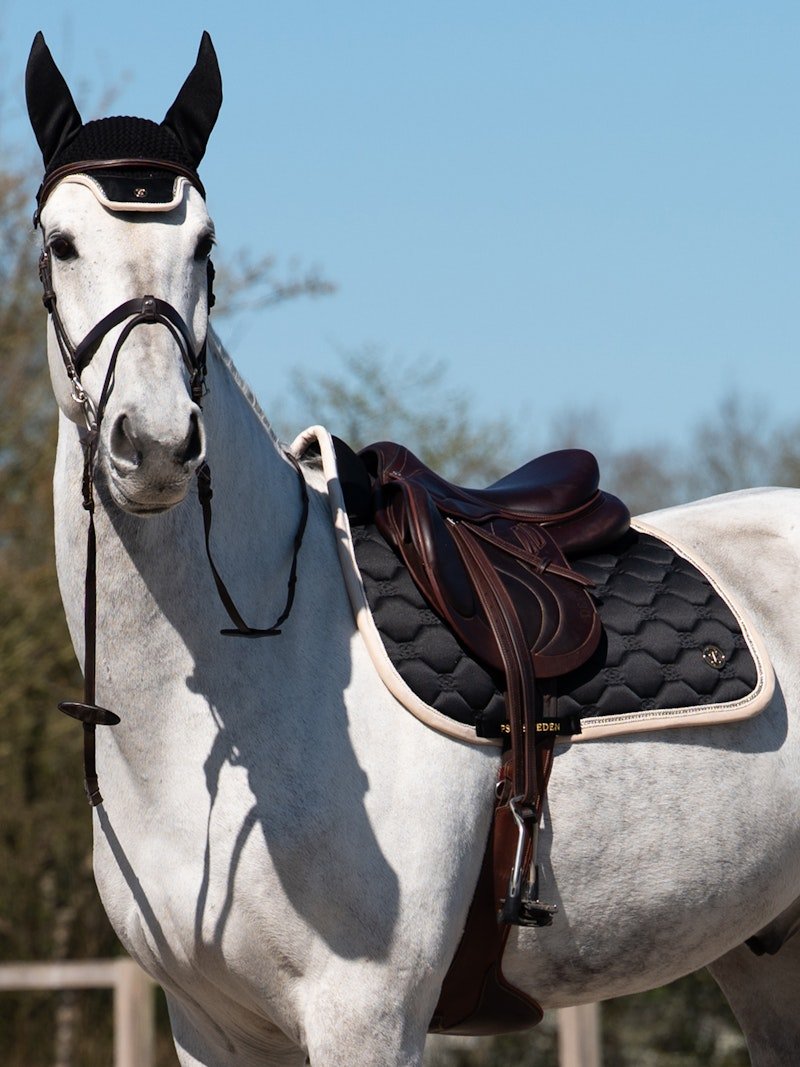 PS of Sweden Vintage Monogram Jump Saddle Pad - Black - PS of Sweden - Equiluxe Tack