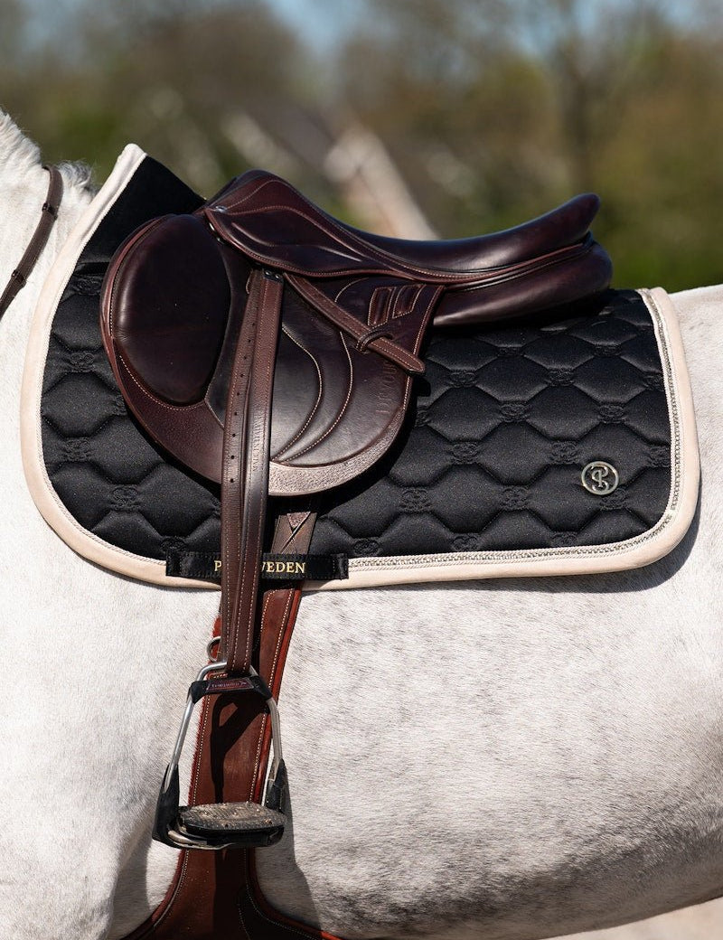 PS of Sweden Vintage Monogram Jump Saddle Pad - Black - PS of Sweden - Equiluxe Tack