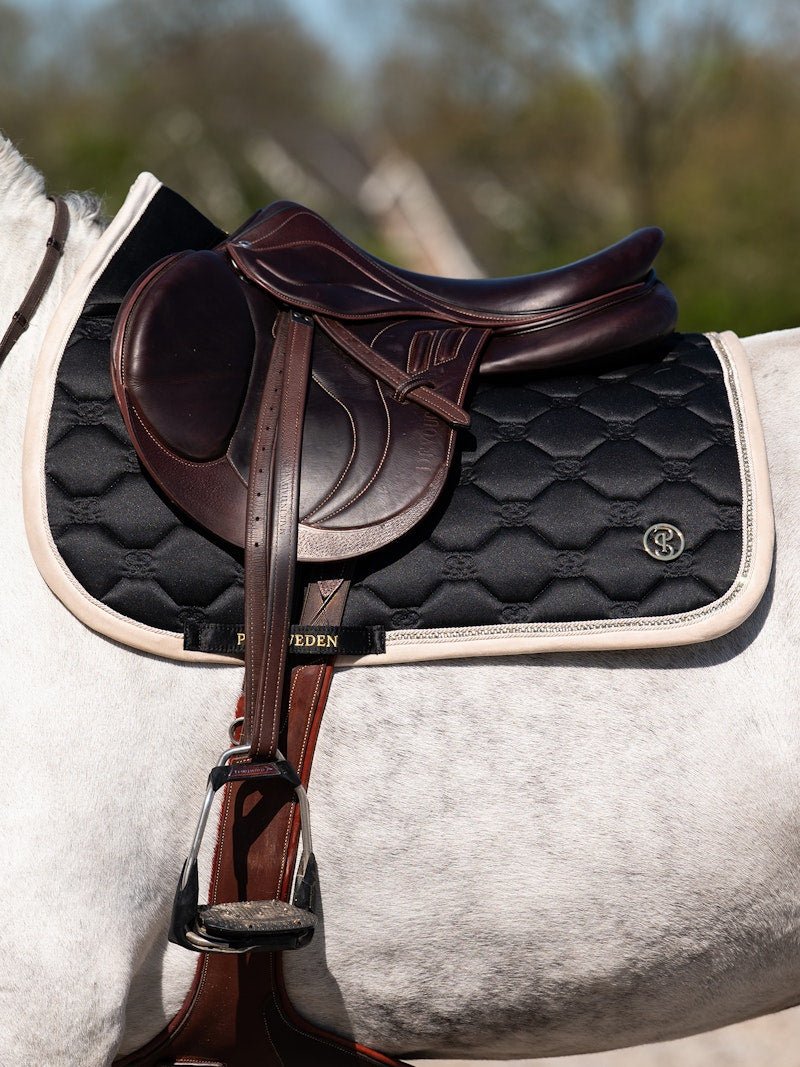 PS of Sweden Vintage Monogram Jump Saddle Pad - Black - PS of Sweden - Equiluxe Tack