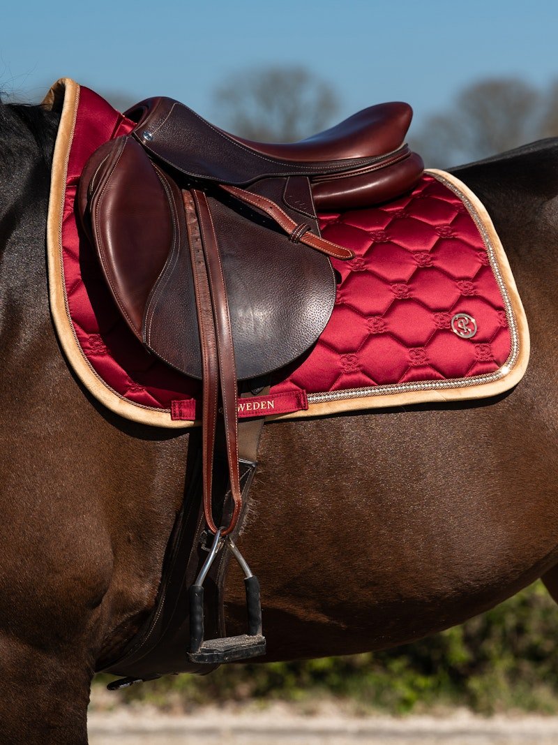 PS of Sweden Vintage Monogram Jump Saddle Pad - Midnight Fuchsia - PS of Sweden - Equiluxe Tack