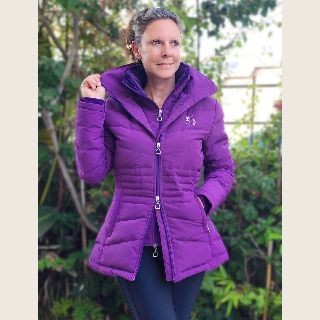 Purple Duck Down Riding Jacket - Dressage Queen Dream - Equiluxe Tack