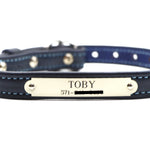 Remarkable Leather Goods Limited Edition Light Blue Stitched Dog Collar - Remarkable Leather Goods - Equiluxe Tack
