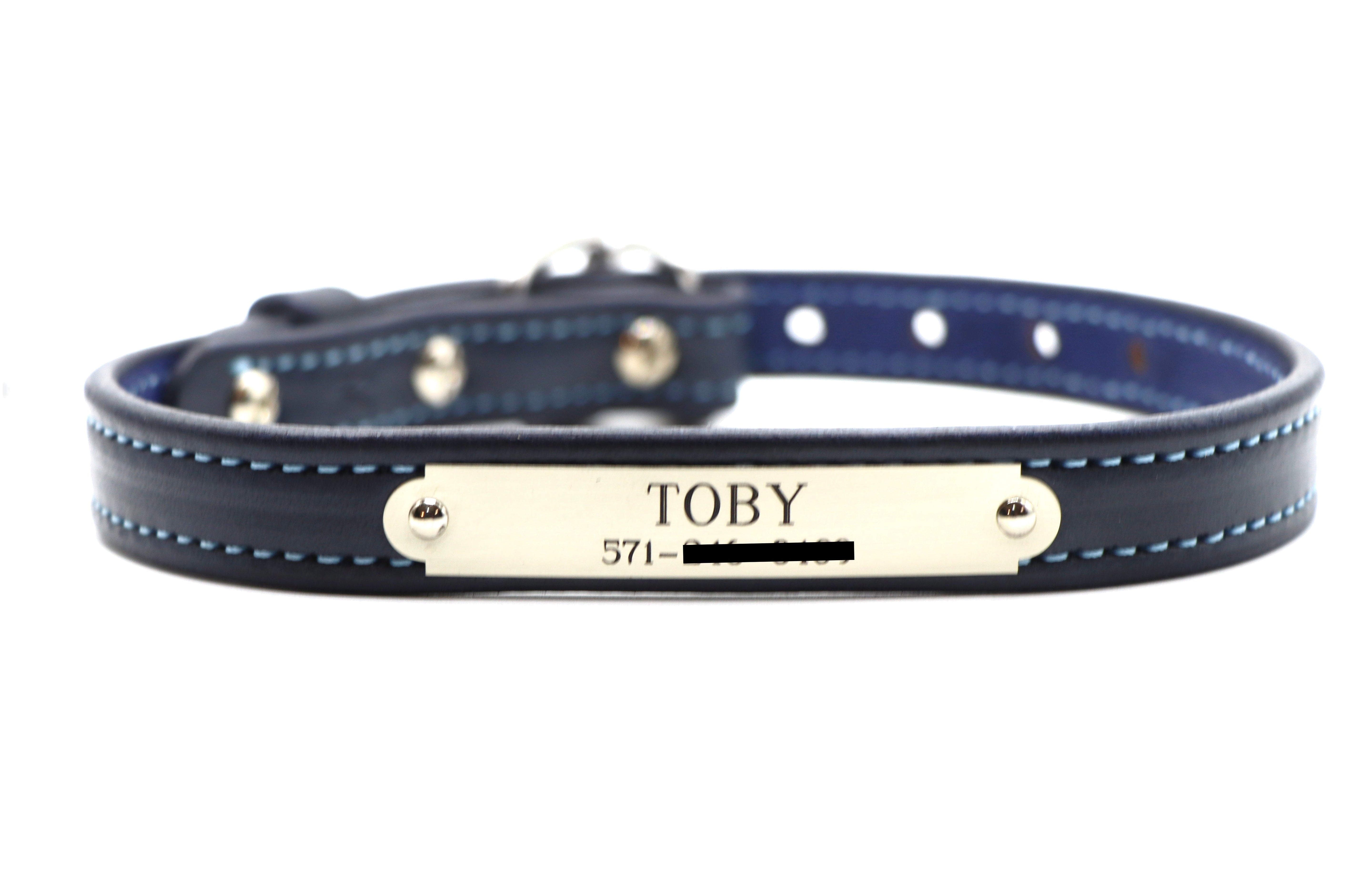 Remarkable Leather Goods Limited Edition Light Blue Stitched Dog Collar - Remarkable Leather Goods - Equiluxe Tack