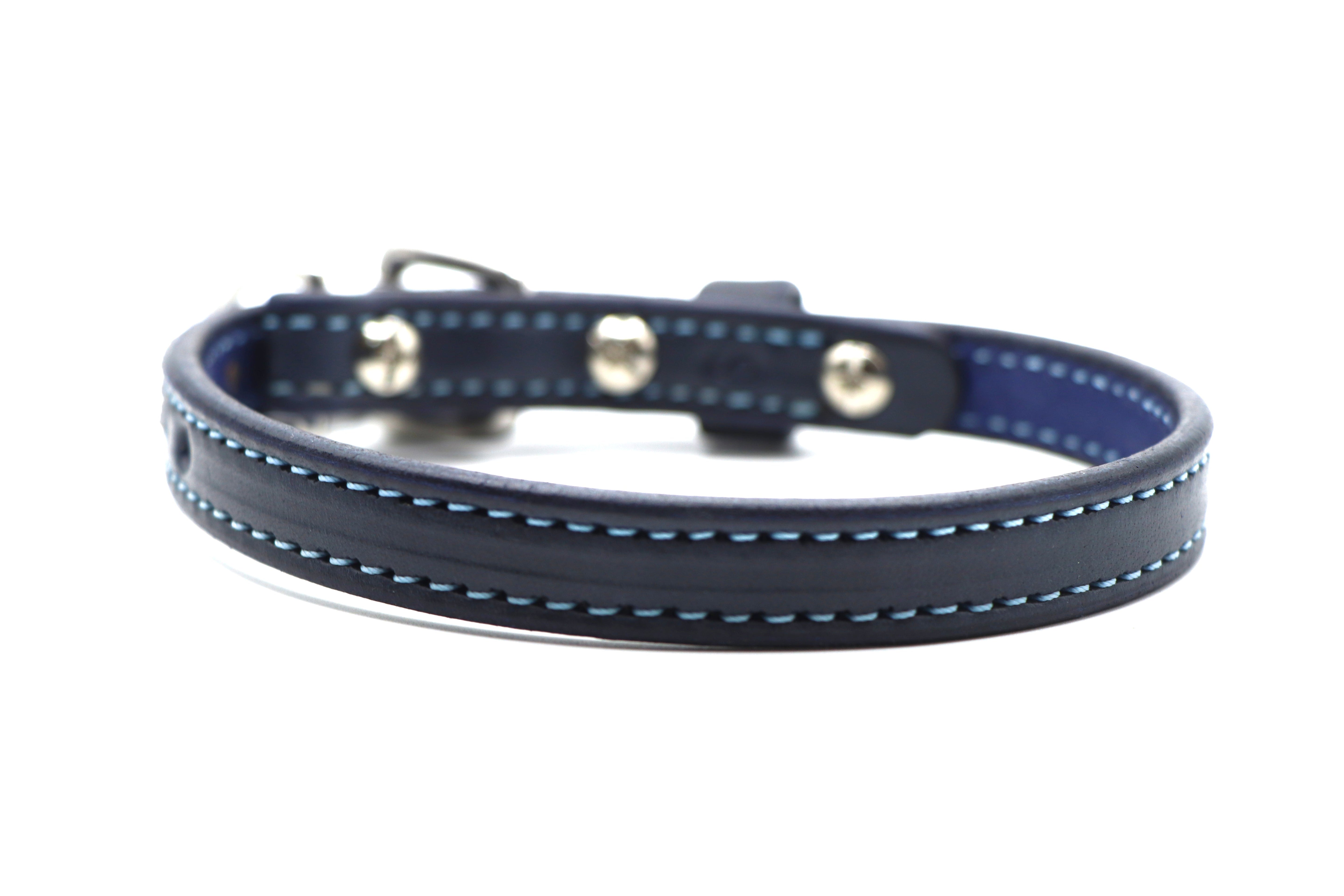 Remarkable Leather Goods Limited Edition Light Blue Stitched Dog Collar - Remarkable Leather Goods - Equiluxe Tack