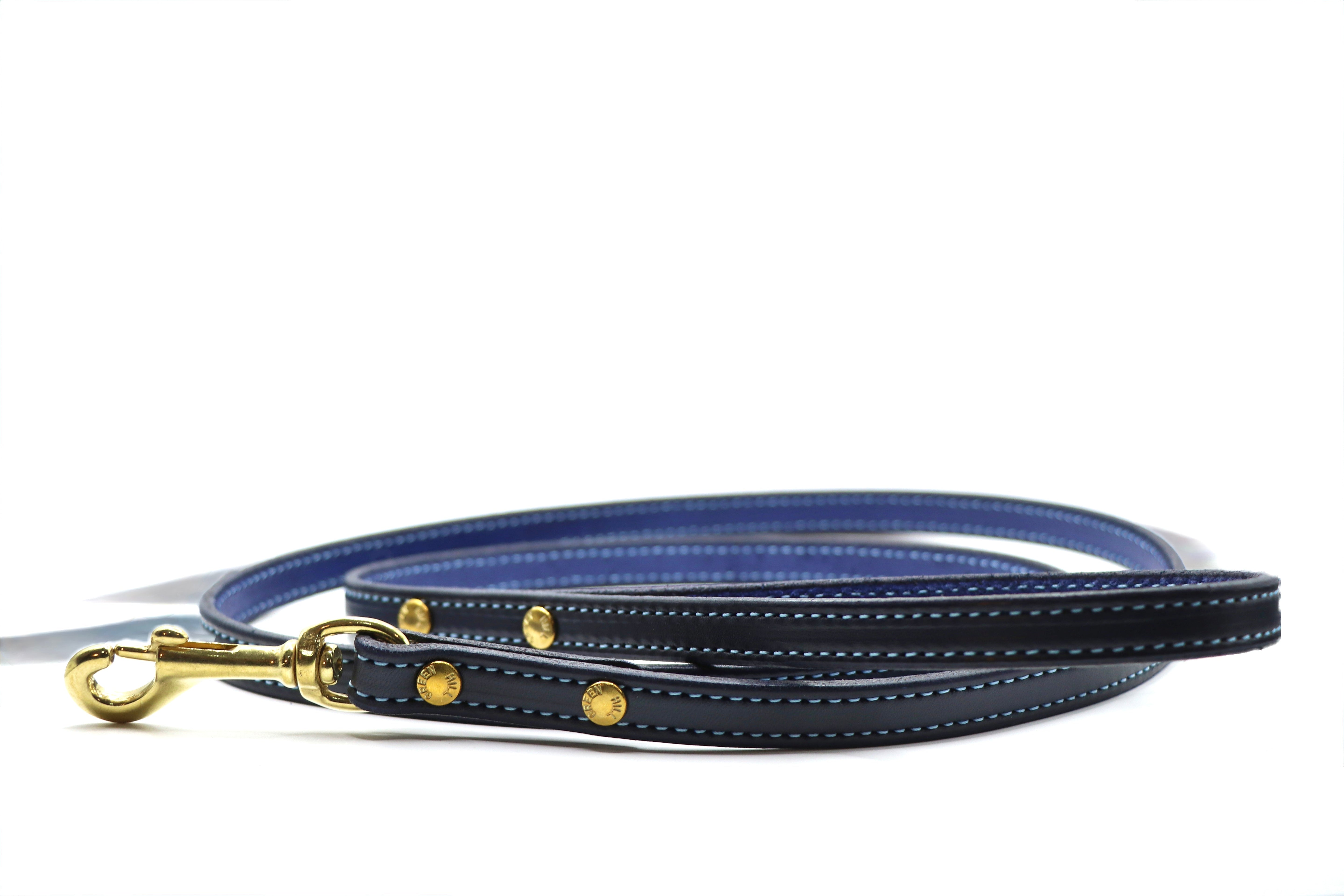 Remarkable Leather Goods Limited Edition Light Blue Stitched Dog Leash - Remarkable Leather Goods - Equiluxe Tack