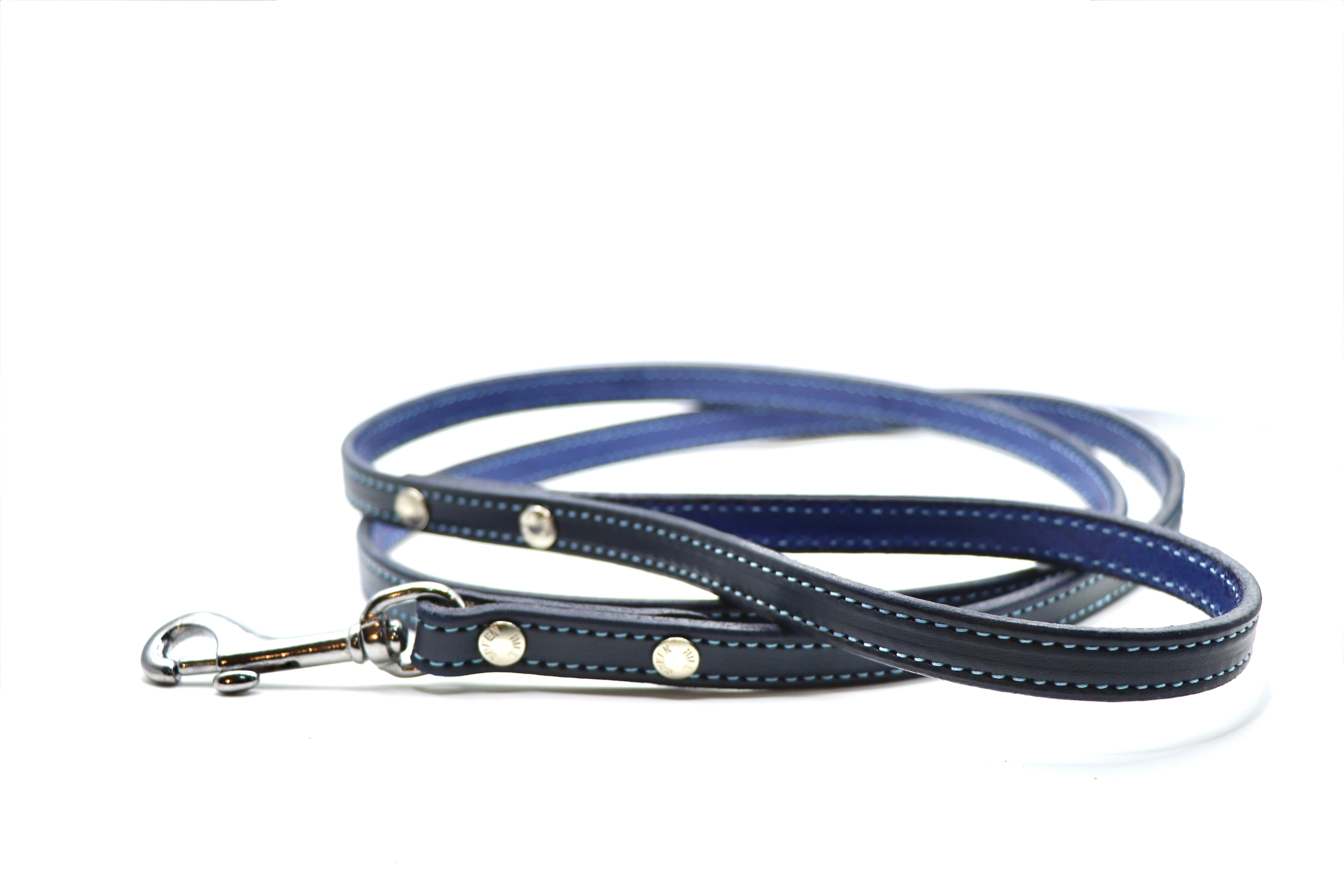Remarkable Leather Goods Limited Edition Light Blue Stitched Dog Leash - Remarkable Leather Goods - Equiluxe Tack