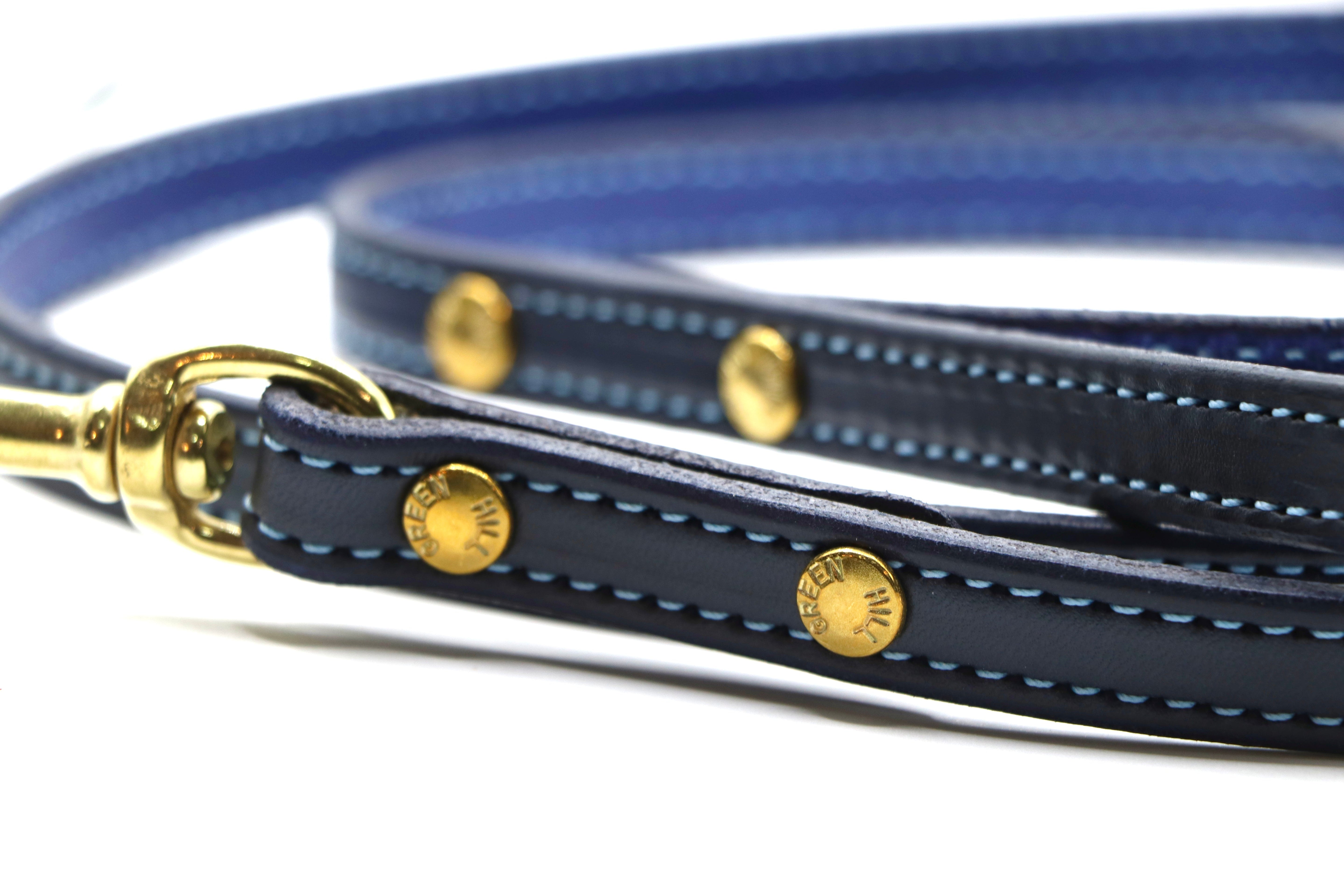 Remarkable Leather Goods Limited Edition Light Blue Stitched Dog Leash - Remarkable Leather Goods - Equiluxe Tack