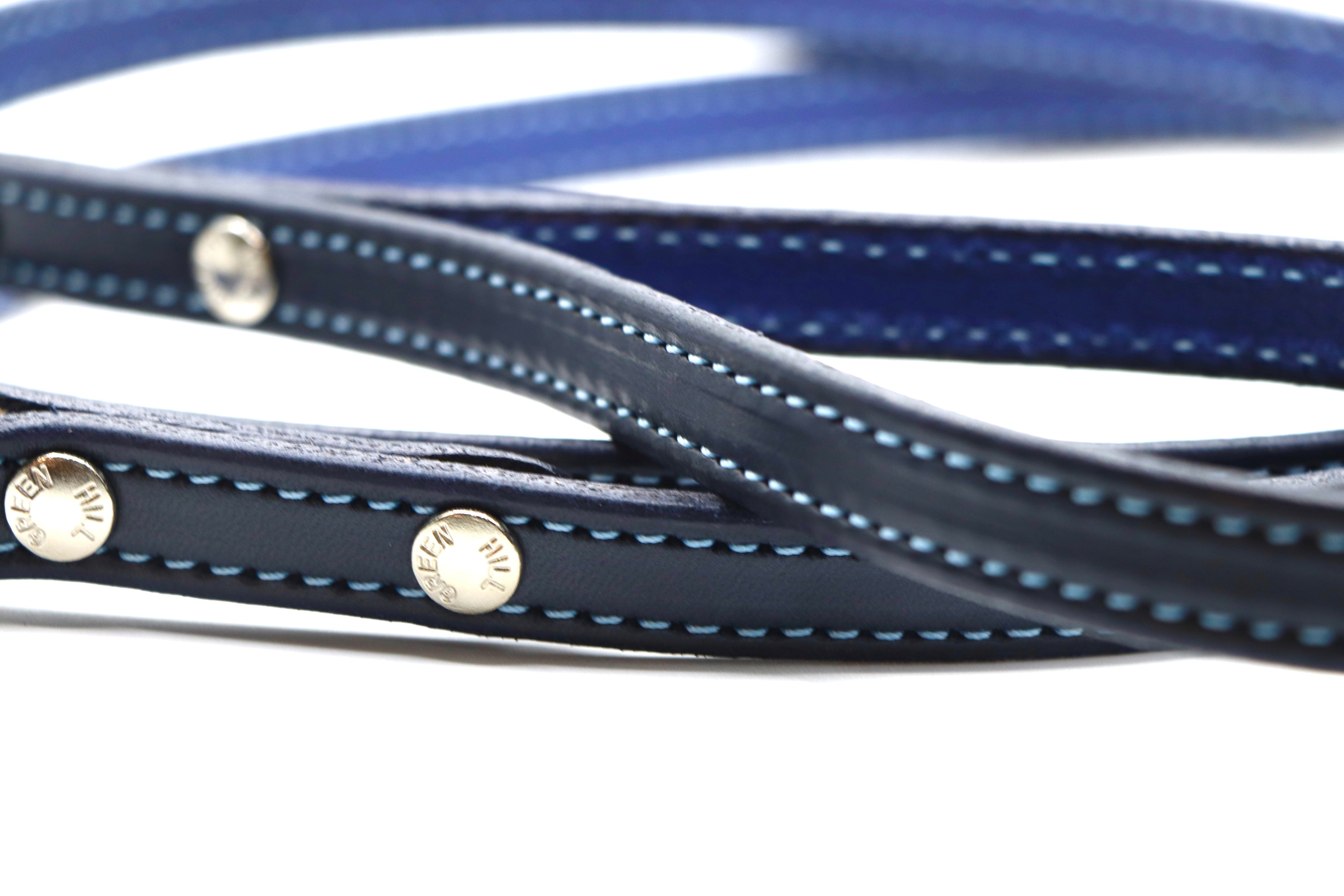 Remarkable Leather Goods Limited Edition Light Blue Stitched Dog Leash - Remarkable Leather Goods - Equiluxe Tack