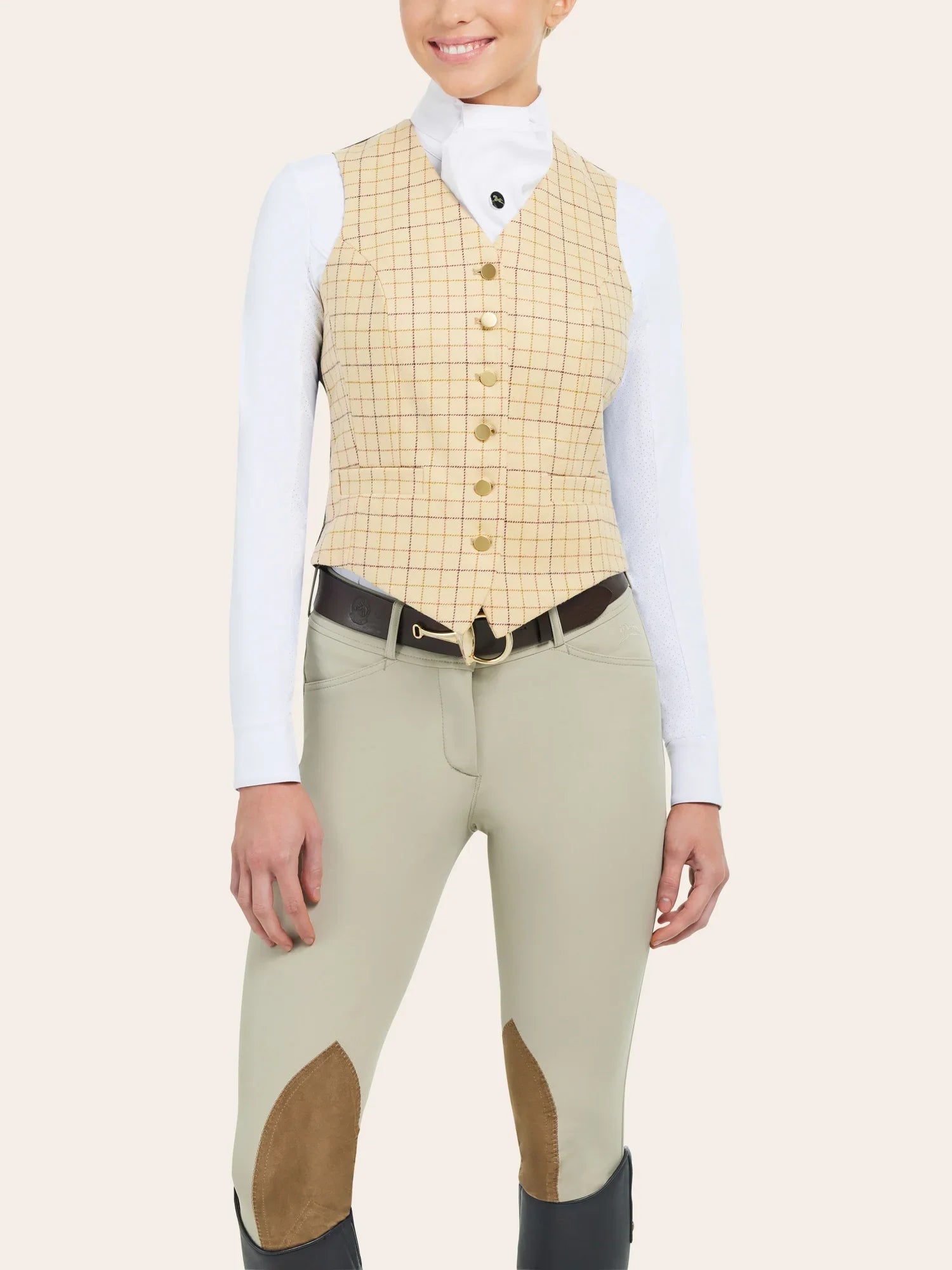 R.J. Classics Aiken Hunt Vest - Beige Tattersall - R.J. Classics - Equiluxe Tack